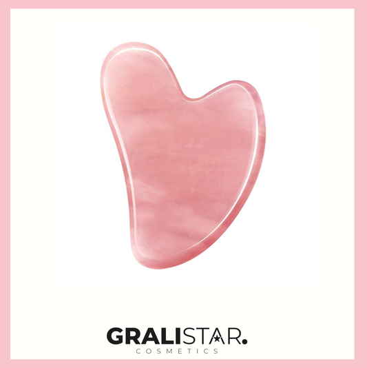 GUA SHA - pietra in quarzo rosa per massaggio viso